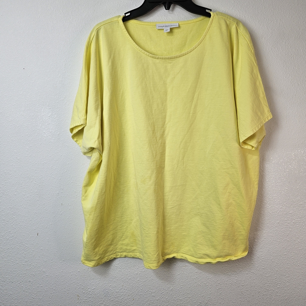 Purejill Organic Cotton Short Sleeve Heavy Tee Size Large Butter Yellow